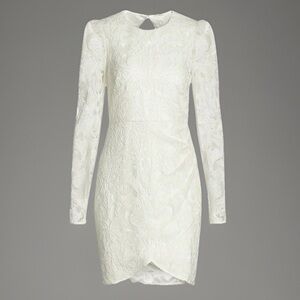 ML Monique Lhuillier Embroidered 
Lace Cutout Back Long-Sleeve Dress 4‎ Bridal